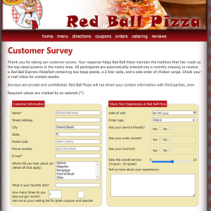 Red Ball Pizza Survery